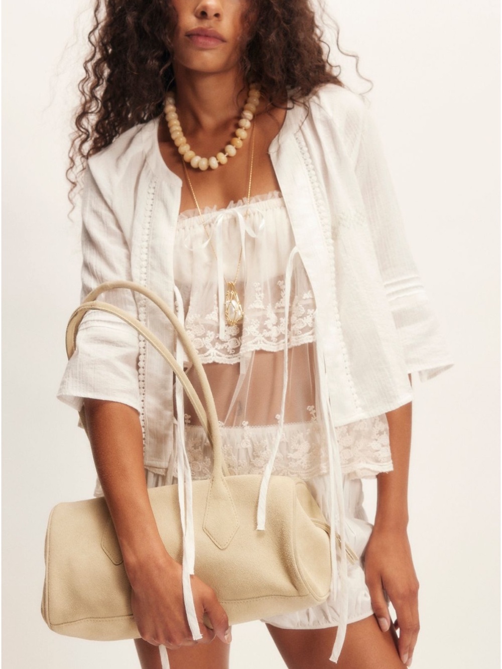 Free People Suede Barrel Bag in Apricot (pink) 🍌 Banana , and Chocolate 🍫 !! - Picture 6 of 9